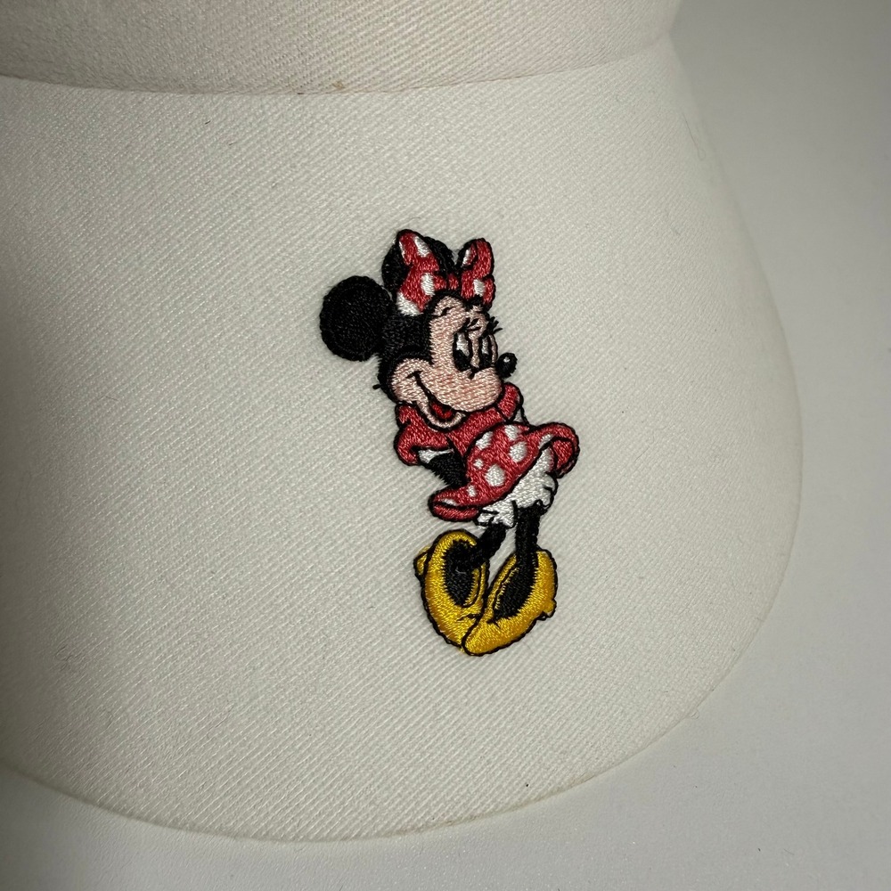 Walt Disney World Minnie Mouse Visor Womens OS White Vintage Clip On Sun Hat - Picture 2 of 9